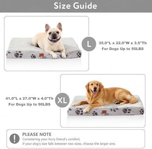 Orthopedic Pet Beds for Large Sized Dog 41x27 Inch Dark Grey