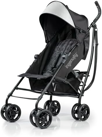 3Dlite Convenience Stroller,Jet Black–Lightweight Stroller with Aluminum Frame,Large Seat Area, 4 Position Recline, Extra Large Storage Basket– Infant Stroller for Travel&More