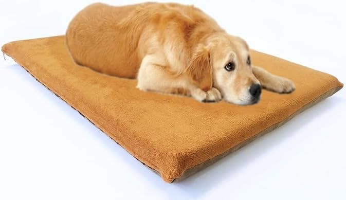 Luxurious Memory Foam Pet Dog Bed with Inner Waterproof Case and External Cover for Small to Medium Dogs + Free 2nd Cover (34"x27"x3" Coral Fleece - Sudan Brown)