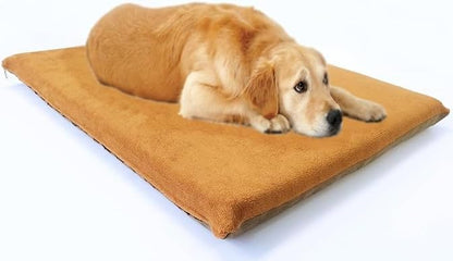 Luxurious Memory Foam Pet Dog Bed with Inner Waterproof Case and External Cover for Small to Medium Dogs + Free 2nd Cover (34"x27"x3" Coral Fleece - Sudan Brown)