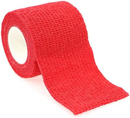 Self Adhesive Bandage Wrap Animal Cohesive Bandage Self Adherent Wrap First Aid Tape for Dogs Cats Horses Birds & Wrist Healing Ankle Sprain (2 Inch Red 12 Rolls)