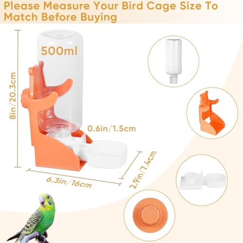 Kenond No Mess Bird Feeders Water Dispenser Set，Automatic Feeders for Cage