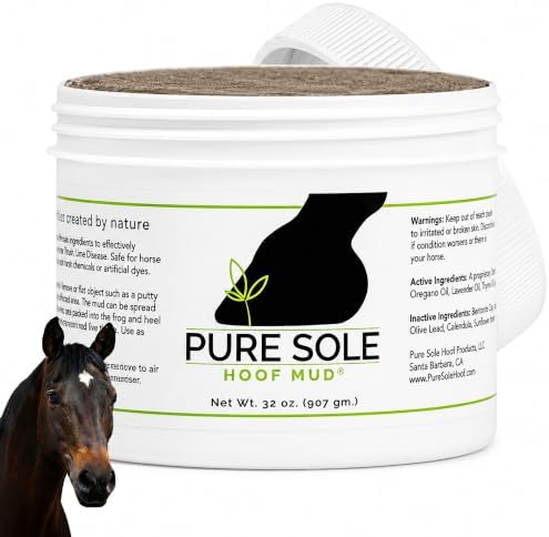 Pure Sole Hoof Clay for Horses Hoof Mud | for Horses with Thrush-Prone Hooves, Deep Sulcus Cracks & White Line Issues | Thick Creamy Hoof Clay for Wet, Muddy Conditions, 32 oz