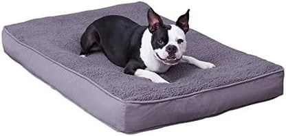 Happy Hounds Daisy Deluxe Supportive Sherpa Dog Bed, Medium (42 x 30 in.), Pewter