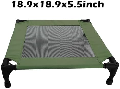 Pozico Elevated Pet Bed with Breathable Mesh for Small Cat and Dog, Raised Cooling Pet Cot for Puppy and Kitty, 18.9x18.9 inch (Olive Green)