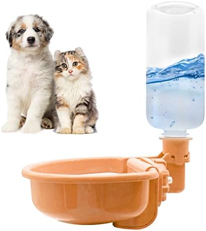 VANNON Gravity Pet Water Bowl, 16oz Anti-Splash Crate Dispenser, Orange