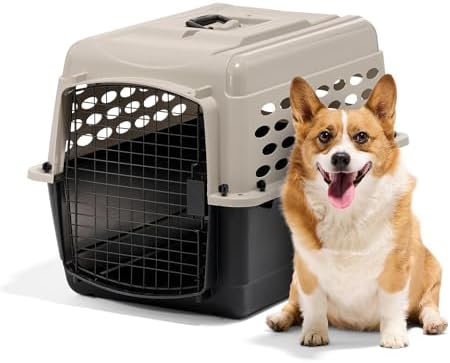 Petmate Vari Dog Kennel, Portable Pet Carrier, Taupe and Black, 28in