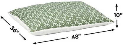 MidWest Homes for Pets PF3648T-FGR Over-Stuffed Dog Bed, Large, 36 x 48, Large Dog Breed, Green Geometric Pattern