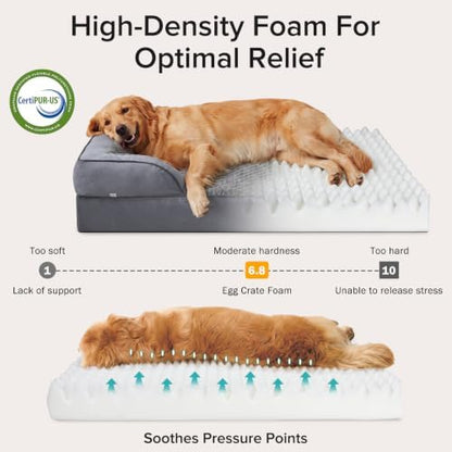 INVENHO L Plus Orthopedic Dog Bed for Large Dogs, Washable Dog Sofa with Egg-Crate Foam, Waterproof Lining and Non-Skid Bottom
