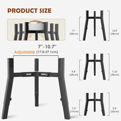 Dog Bowl Stand for Large Dogs, Adjustable Width & Height, Tall Elevated Dog Food Water, Bowl Not Included