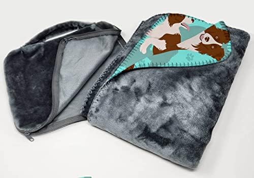 Caroline's Treasures MLM1063TBLT Red Border Collie Soft Travel Blanket with Bag Airplane Blanket, Indoor Outdoor Camping Blanket for Traveling, Picnics, Beach Trips, Concerts