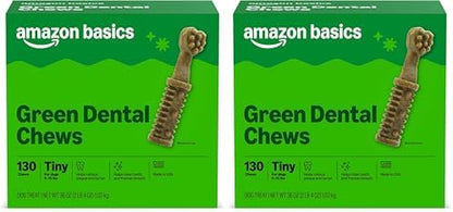 Amazon Basics Dental Dog Treats to Help Clean Teeth & Freshen Breath - Tiny (5-15 lbs), Unflavored (Previously Wag) (Pack of 2)