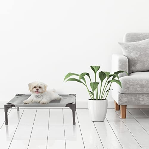 Elevated Dog Bed - 24.5x18.5-Inch Portable Pet Bed with Non-Slip Feet - Indoor/Outdoor Dog Cot or Puppy Bed for Pets up to 25lbs by PETMAKER (Gray)