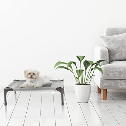 Elevated Dog Bed - 24.5x18.5-Inch Portable Pet Bed with Non-Slip Feet - Indoor/Outdoor Dog Cot or Puppy Bed for Pets up to 25lbs by PETMAKER (Gray)