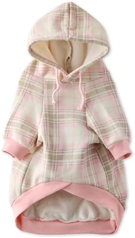 Pet Passion Rocky II Dog Hoodie, Pink Chesterfield Plaid, X-Large