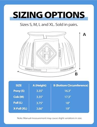 Harrison Howard Rubber Bell Boots for Horses, Hoof Overreach Protection for Horses, w/Upgraded Leather Touch Tape