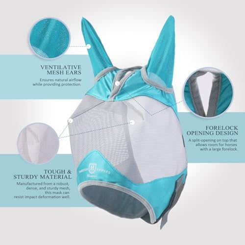 Harrison Howard Half Face Horse Fly Mask UV Protection and Breathable for Equine Use Comfortable Mint XL
