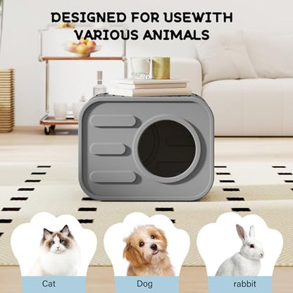 NUNU LAB Cat Litter Box Enclosure,Plastic Cat House Outdoor, Cats House for Indoor, Weatherproof Cat House, Camera Shaped Design, with Escape Door, for Small to Medium Cats (Grey)