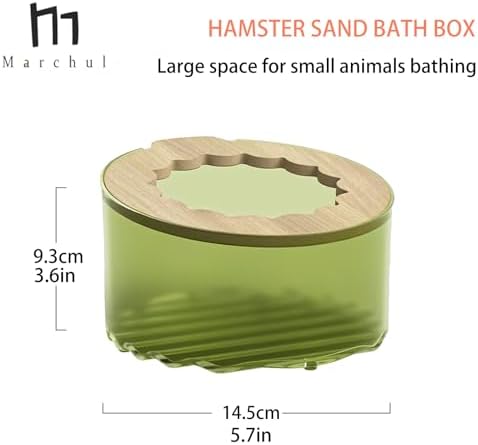 Marchul Hamster Sand Bath Box & Litter Box with Cleaning Scoop, Easy to Clean Bathroom for Dwarf Hamsters, Syrian Hamsters, Gerbils, Small Pets (Green)