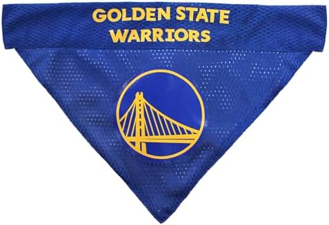 Pets First NBA Golden State Warriors Reversible Bandana Size XX-Large for Dogs & Cats. 2 Sided Sports Bandana, Premium Embroidery Team Logo, Many NBA Teams Available