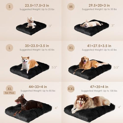 EHEYCIGA Fluffy Dog Crate Bed, Plush Extra Large Dog Pillow, Black