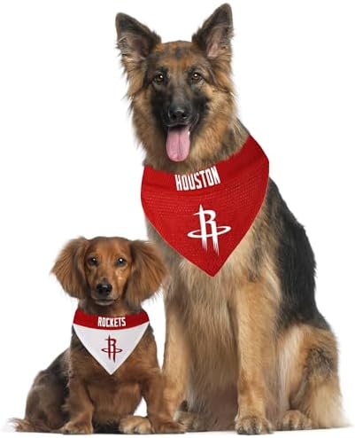 NBA Dog Bandana - Houston Rockets Reversible Pet Bandana. 2 Sided Home & Away Sports Bandana with a PREMIUM Embroidery TEAM Logo, Small/Medium