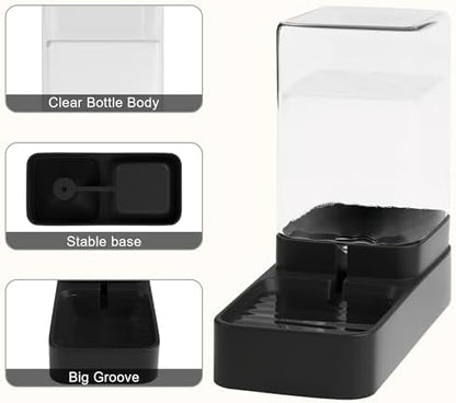Automatic Cat Feeder and Water Dispenser in Set with Pet Food Bowl,Gravity Dog Waterer and Food Feeder for Small Medium Dog Cat Puppy Kitten Large Capacity(3.3L,Black)