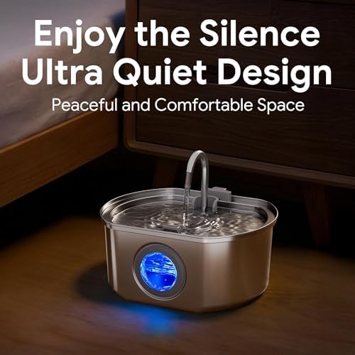 Cat Water Fountain Stainless Steel: 108oz/3.2L Cat Fountain for Drinking