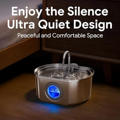 Cat Water Fountain Stainless Steel: 108oz/3.2L Cat Fountain for Drinking