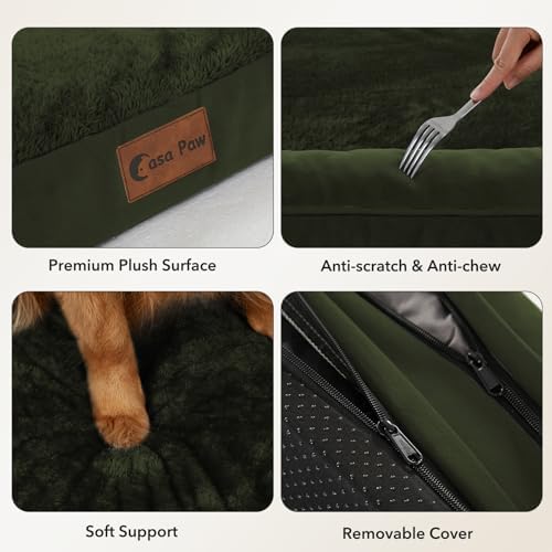 Orthopedic Dog Bed for Extra Large Dogs, 41x27in, Olive Green