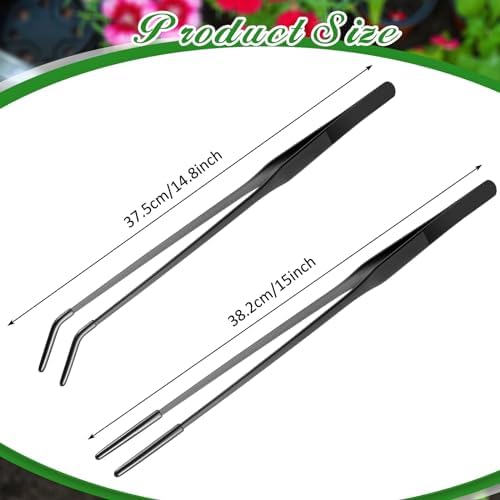 Lasnten 2 Pcs Reptile Feeding Tongs, 15 Inch, Long, Black