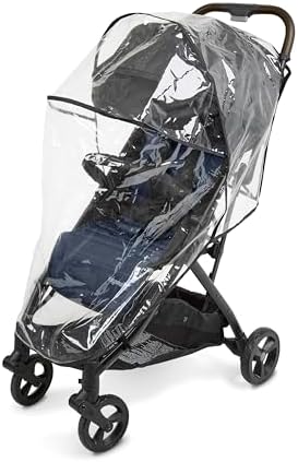 Ingenuity Universal Convenience Stroller Rain Cover, Baby Weather Shield for Rain, Wind & Snow, Fits Most Strollers with Car Seat, Vented Airflow, High Visibility, Easy Install & Storage – Clear