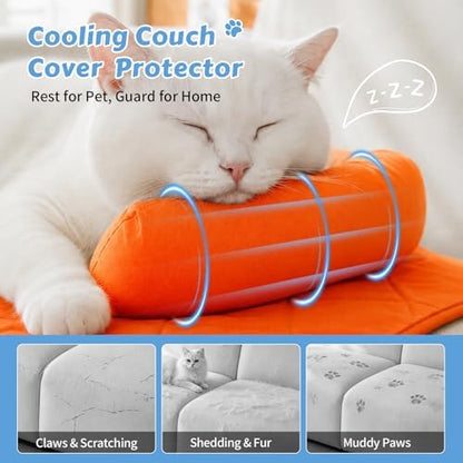 Cooling Dog Bed Mats with Neck & Head Support, 31.5 x 23.62 inch Orange