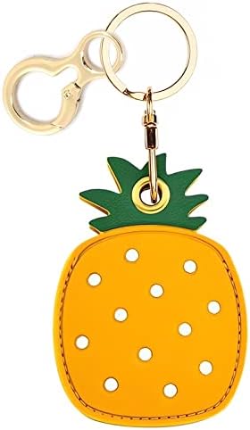 BORKUANA PU Leather Keychain Holder Protective Case Compatible with AirTag