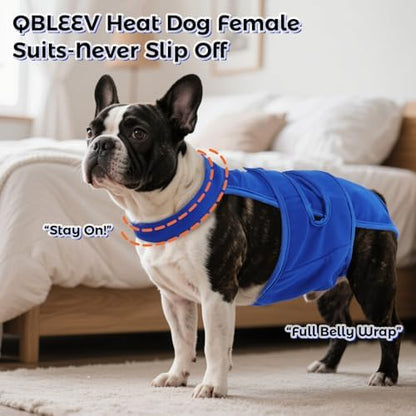 QBLEEV Female Dog Diapers with Adjustable Suspenders – Washable Sanitary Panties for Dogs in Heat or Incontinence, Escape-Proof Reusable Pet Period Underwear Onesie for Small to Large Breeds