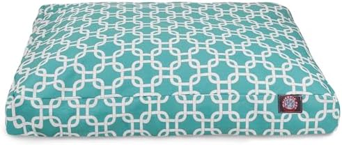 Majestic Pet Shredded Memory Foam Dog Bed Large with Removable Washable Cover – Rectangle Orthopedic Dog Bed–Durable Dog Crate Bed-Flat Dog Bed for Senior Dogs - (44x36) L - Links - Teal