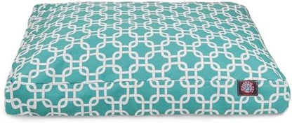 Majestic Pet Shredded Memory Foam Dog Bed Large with Removable Washable Cover – Rectangle Orthopedic Dog Bed–Durable Dog Crate Bed-Flat Dog Bed for Senior Dogs - (44x36) L - Links - Teal