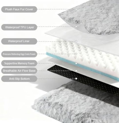 Orthopedic Memory Foam Dog Bed Extra Large Size Crate Pad 44 x 32 Inch Gray