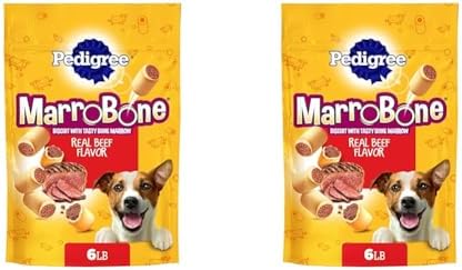 Pedigree MARROBONE Dog Treats Real Beef Flavor Crunchy Dog Biscuit, 6 lb. Pack (Pack of 2)