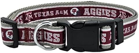 Pets First Collegiate PET Collar New Version Texas A&M Aggies Dog Collar, Size Medium. Best Sports Team Color for Dogs & Cats. A Shiny & Colorful Dog & Cat Collar Licensed by The NCAA