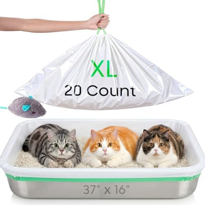 20 Pack Large Cat Litter Box Liners 37"x16", Heavy‑Duty Litter Bags