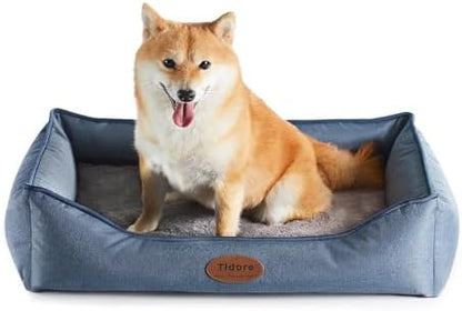 Tidore Orthopedic Dog Beds for Medium Dogs, Durable Egg Crate Foam Sofa Dog Bed wit Washable Removable Cover,Waterproof Lining,Pet Bed for Large Dogs (Denim Blue, 26.4" L x 21.7" W x 6.2" Th)