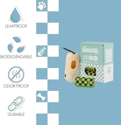 WBG1000B-H-8SET 13 in. x 9 in. Extra Thick Leak Proof Unscented Dog Poop Bags with LED Flashlight Dispense, Green (120 Count, 8-Rolls)