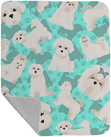 Caroline's Treasures MLM1037LQB Maltese Quilted Blanket 50x60 Artwork Pattern Quilted Throw Blanket for Bed, Couch, Sofa, Soft and Lightweight