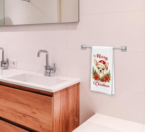 Christmas Chihuahua Kitchen Dish Towels Dishcloth 16x24 Inches