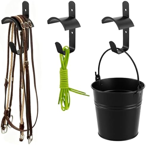 Cididu 4 Pack Horse Bridle Rack Hooks, Metal Bridle Holder Bracket Heavy Duty, Wall Mount Horse Tack Storage Harness Halter Hanger with Screws, Horse Trailer Stall Accessories for Horse Barn Tack Room