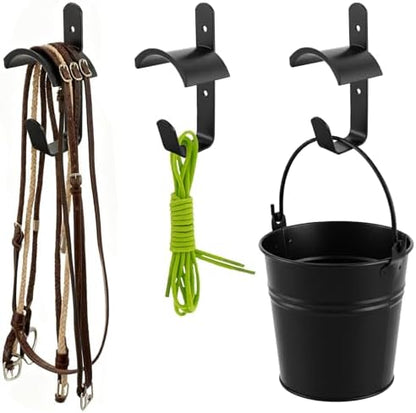Cididu 4 Pack Horse Bridle Rack Hooks, Metal Bridle Holder Bracket Heavy Duty, Wall Mount Horse Tack Storage Harness Halter Hanger with Screws, Horse Trailer Stall Accessories for Horse Barn Tack Room
