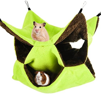 3 Tier Ferret Rat Hammock, Guinea Pig Cage Accessories, Green