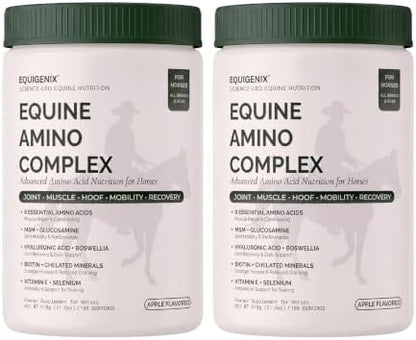 2 Pack 100-Day Supply Horse Joint Supplement Powder - 8 Amino Acids with MSM, Glucosamine & Vitamin E for Muscle, Hoof, Mobility & Recovery - Coat Defense & Weight Gain Supplement, Apple Flavor
