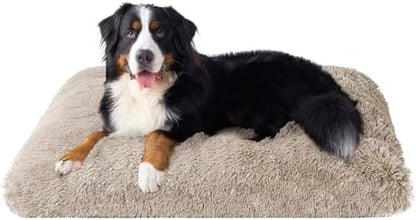EHEYCIGA Fluffy Dog Crate Bed, Plush Extra Large Plus Dog Pillow, Taupe
